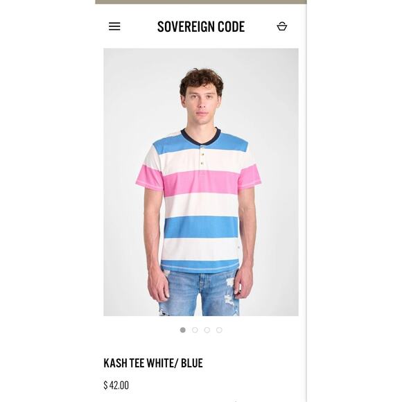 Sovereign Code men's multicolor Cotton Short Sleeve Henley M New B26 5 - Picture 4 of 9